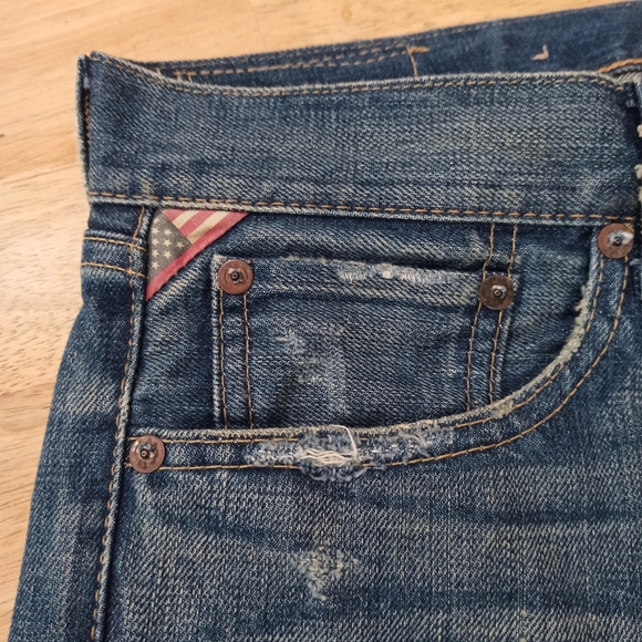 Ralph Lauren Mens Denim & Supply Slim Distressed Patched Blue Denim Jeans  30x32 - Picture 8 of 15